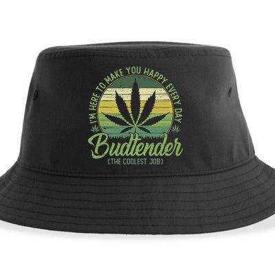 Vintage Budtender Coolest Job Marijuana Weed Supporters Sustainable Bucket Hat