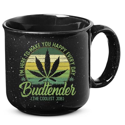 Vintage Budtender Coolest Job Marijuana Weed Supporters 15oz Campfire Ceramic Mug