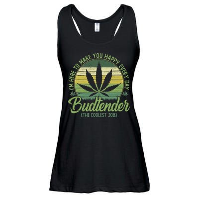 Vintage Budtender Coolest Job Marijuana Weed Supporters Ladies Essential Flowy Tank