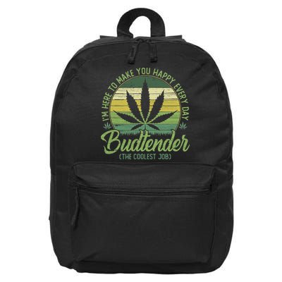 Vintage Budtender Coolest Job Marijuana Weed Supporters 16 in Basic Backpack