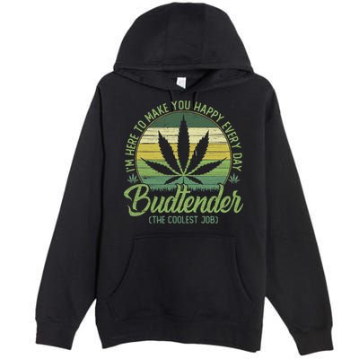Vintage Budtender Coolest Job Marijuana Weed Supporters Premium Pullover Hoodie
