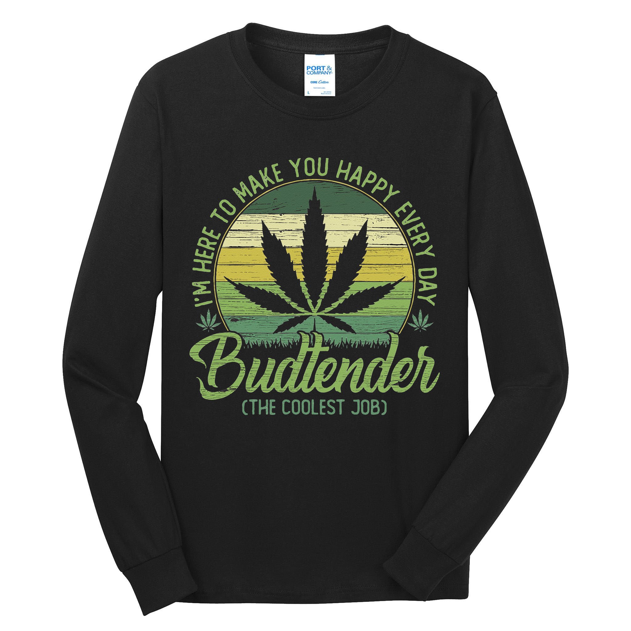 Vintage Budtender Coolest Job Marijuana Weed Supporters Tall Long Sleeve T-Shirt