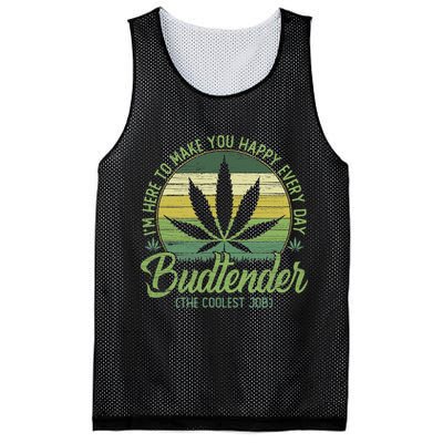 Vintage Budtender Coolest Job Marijuana Weed Supporters Mesh Reversible Basketball Jersey Tank