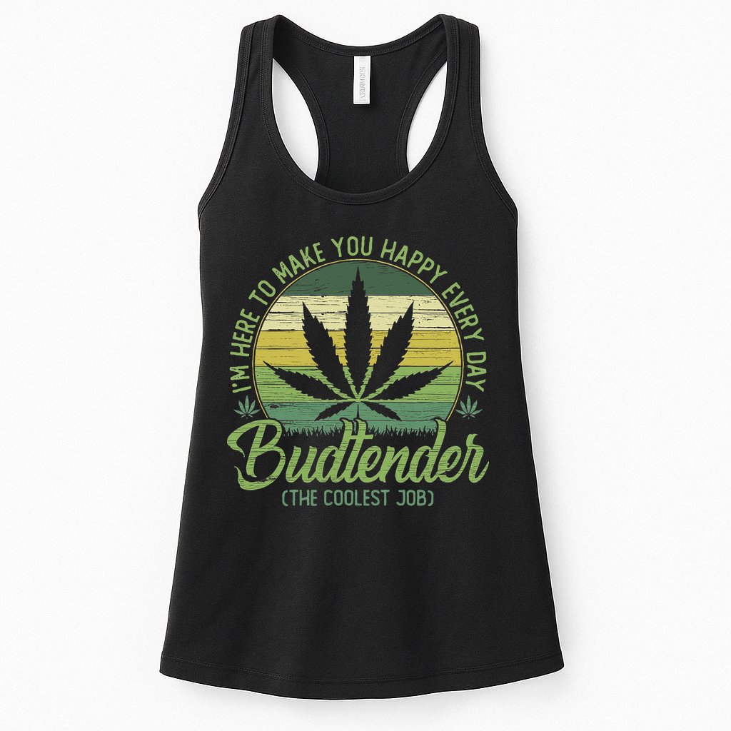 Vintage Budtender Coolest Job Marijuana Weed Supporters Womens Tank Top