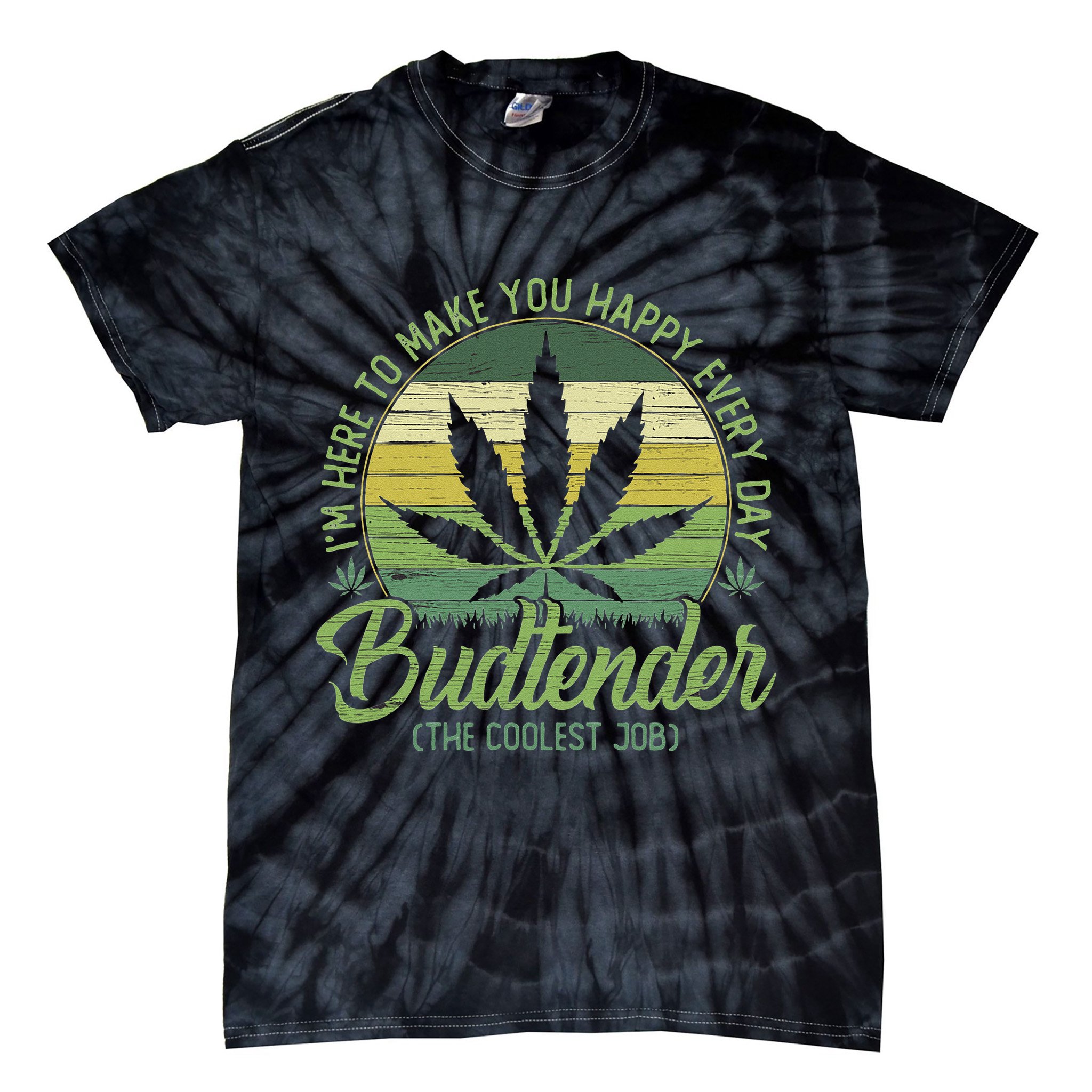 Vintage Budtender Coolest Job Marijuana Weed Supporters Tie-Dye T-Shirt