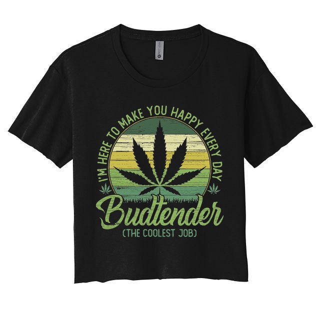 Vintage Budtender Coolest Job Marijuana Weed Supporters Crop Top