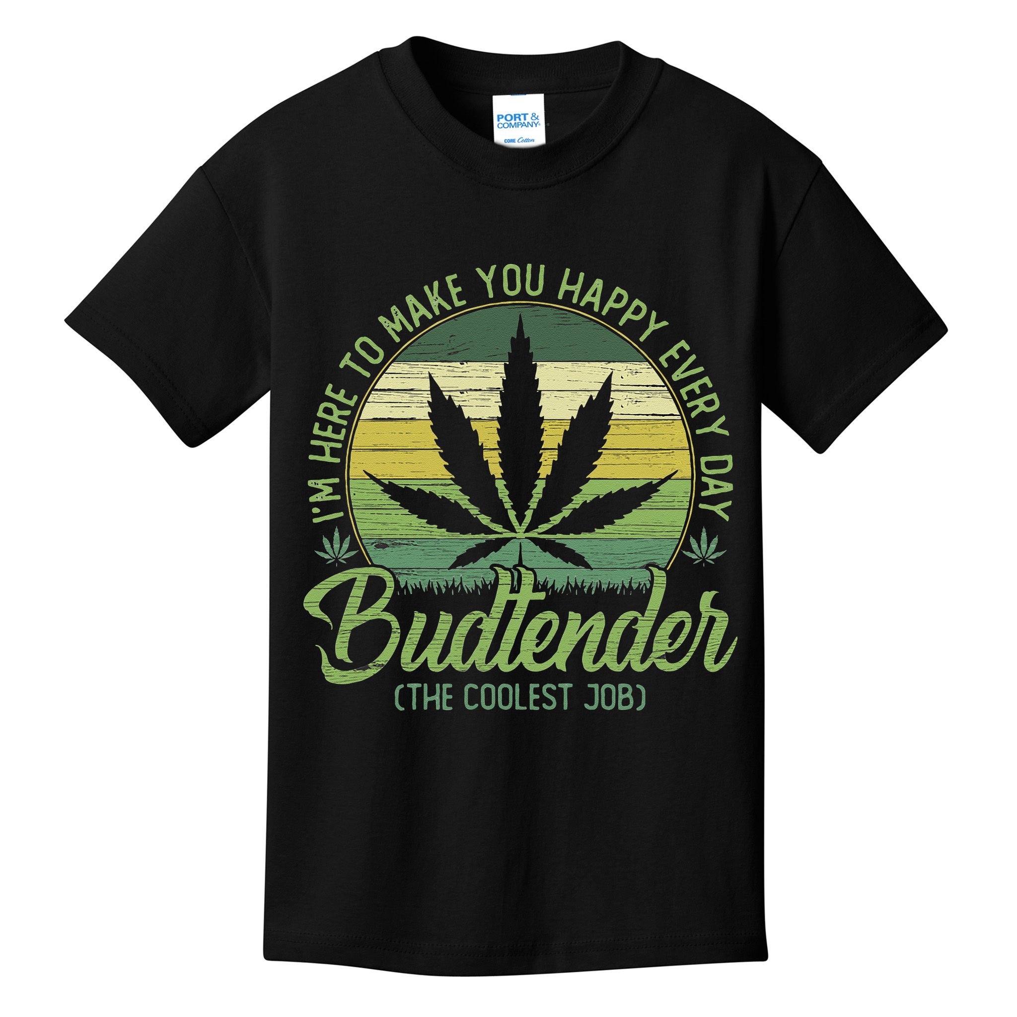 Vintage Budtender Coolest Job Marijuana Weed Supporters Kids T-Shirt