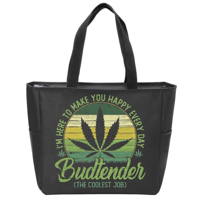 Vintage Budtender Coolest Job Marijuana Weed Supporters Zip Tote Bag