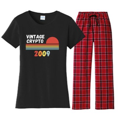 Vintage BTC, Crypto 2009, Bitcoin Crypto, HODL Bitcoin, Retro Women's Flannel Pajama Set