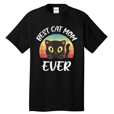 Vintage Best Cat Mom Ever Cat Tee For Women Funny Cat Tall T-Shirt