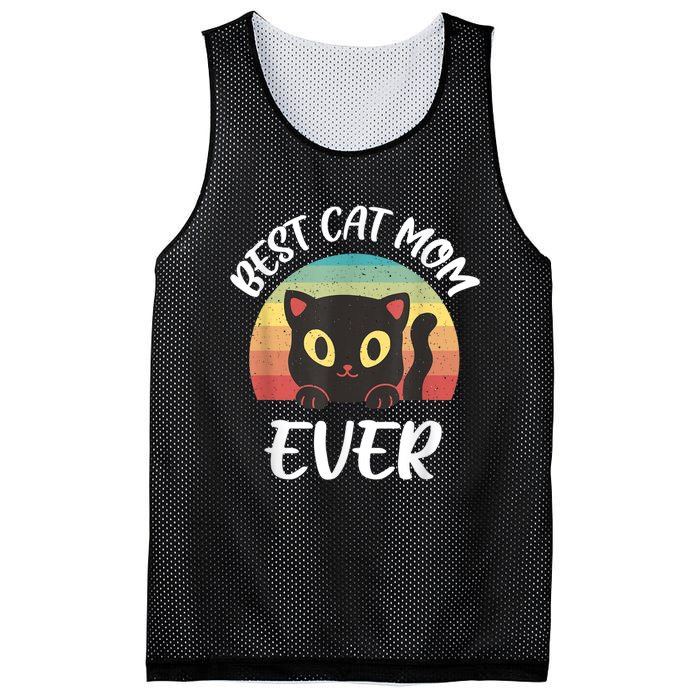 Vintage Best Cat Mom Ever Cat Tee For Women Funny Cat Mesh Reversible Basketball Jersey Tank