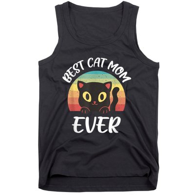 Vintage Best Cat Mom Ever Cat Tee For Women Funny Cat Tank Top