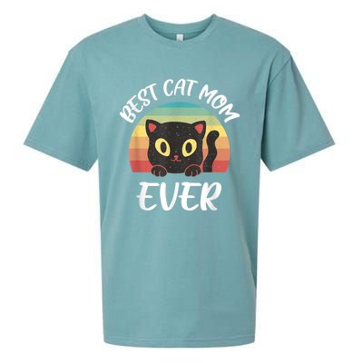 Vintage Best Cat Mom Ever Cat Tee For Women Funny Cat Sueded Cloud Jersey T-Shirt