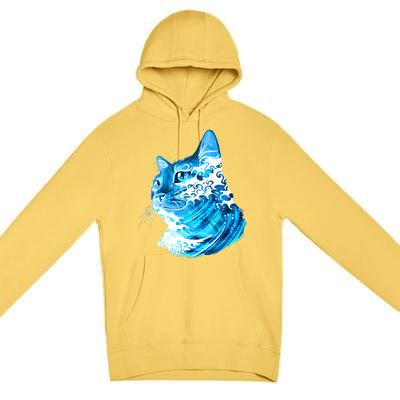 Vote Blue Cat Wave For Kamala Harris 2024 Election Premium Pullover Hoodie