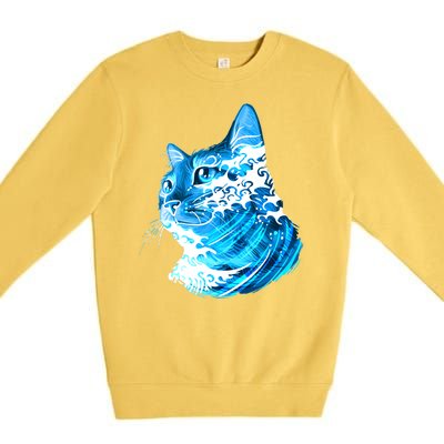 Vote Blue Cat Wave For Kamala Harris 2024 Election Premium Crewneck Sweatshirt