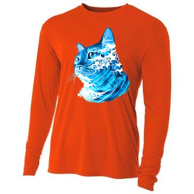 Vote Blue Cat Wave For Kamala Harris 2024 Election Cooling Performance Long Sleeve Crew