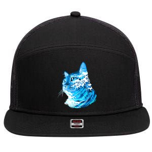 Vote Blue Cat Wave For Kamala Harris 2024 Election 7 Panel Mesh Trucker Snapback Hat