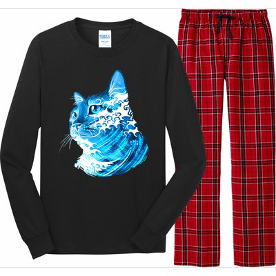 Vote Blue Cat Wave For Kamala Harris 2024 Election Long Sleeve Pajama Set