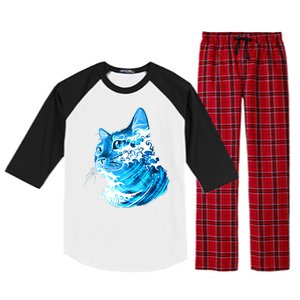 Vote Blue Cat Wave For Kamala Harris 2024 Election Raglan Sleeve Pajama Set