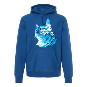 Vote Blue Cat Wave For Kamala Harris 2024 Election Premium Hoodie