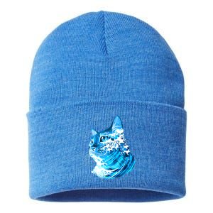 Vote Blue Cat Wave For Kamala Harris 2024 Election Sustainable Knit Beanie