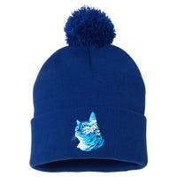 Vote Blue Cat Wave For Kamala Harris 2024 Election Pom Pom 12in Knit Beanie