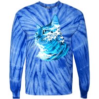 Vote Blue Cat Wave For Kamala Harris 2024 Election Tie-Dye Long Sleeve Shirt