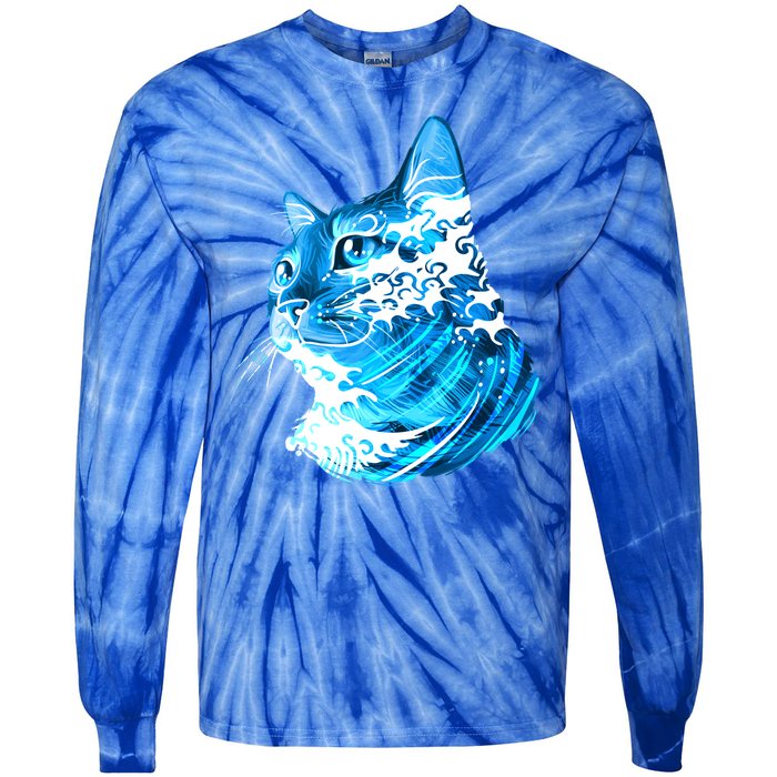 Vote Blue Cat Wave For Kamala Harris 2024 Election Tie-Dye Long Sleeve Shirt