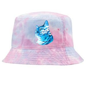 Vote Blue Cat Wave For Kamala Harris 2024 Election Tie-Dyed Bucket Hat