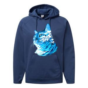 Vote Blue Cat Wave For Kamala Harris 2024 Election Performance Fleece Hoodie