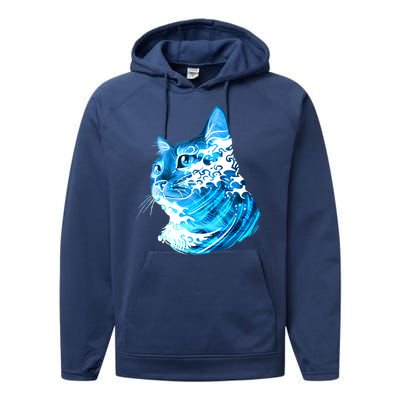 Vote Blue Cat Wave For Kamala Harris 2024 Election Performance Fleece Hoodie