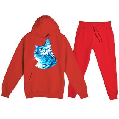 Vote Blue Cat Wave For Kamala Harris 2024 Election Premium Hooded Sweatsuit Set