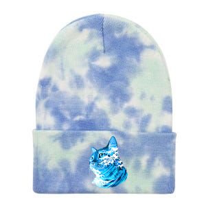 Vote Blue Cat Wave For Kamala Harris 2024 Election Tie Dye 12in Knit Beanie