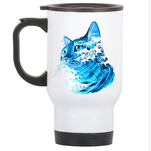 Vote Blue Cat Wave For Kamala Harris 2024 Election Stainless Steel Travel Mug