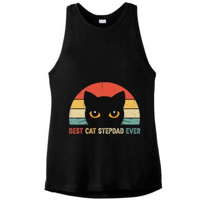 Vintage Best Cat Stepdad Ever Cat Lovers Gift Ladies PosiCharge Tri-Blend Wicking Tank