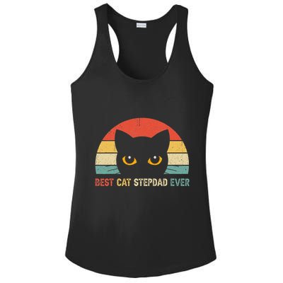 Vintage Best Cat Stepdad Ever Cat Lovers Gift Ladies PosiCharge Competitor Racerback Tank