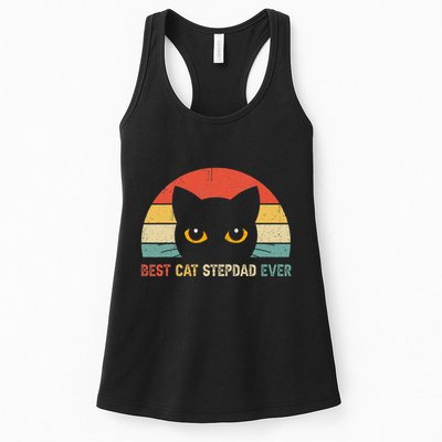 Vintage Best Cat Stepdad Ever Cat Lovers Gift Womens Tank Top