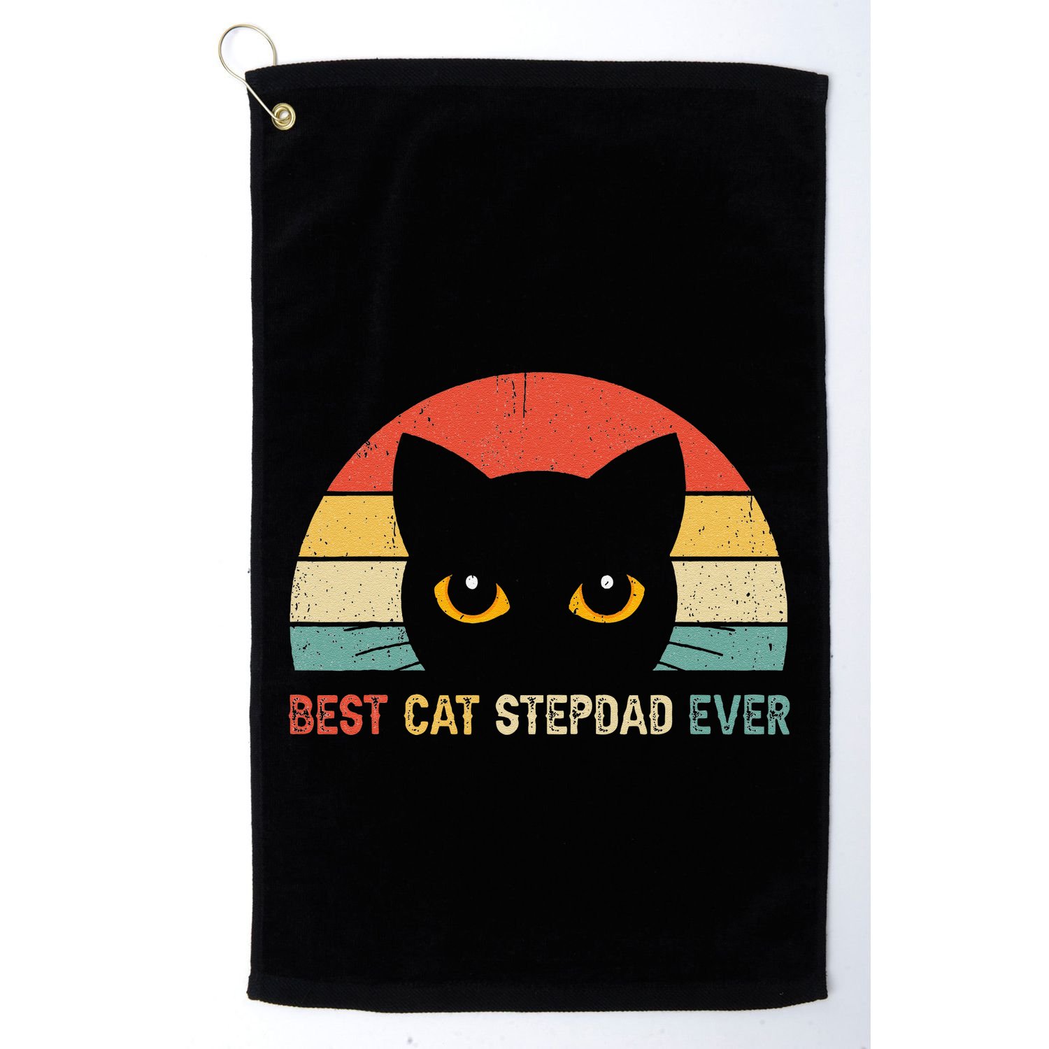 Vintage Best Cat Stepdad Ever Cat Lovers Gift Golf Towel