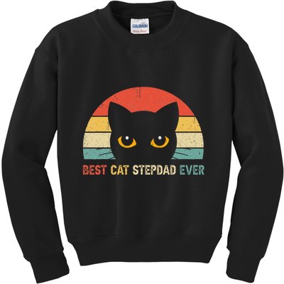 Vintage Best Cat Stepdad Ever Cat Lovers Gift Kids Sweatshirt