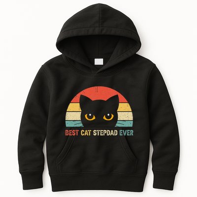 Vintage Best Cat Stepdad Ever Cat Lovers Gift Kids Hoodie