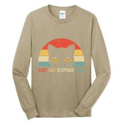 Vintage Best Cat Stepdad Ever Cat Lovers Gift Tall Long Sleeve T-Shirt