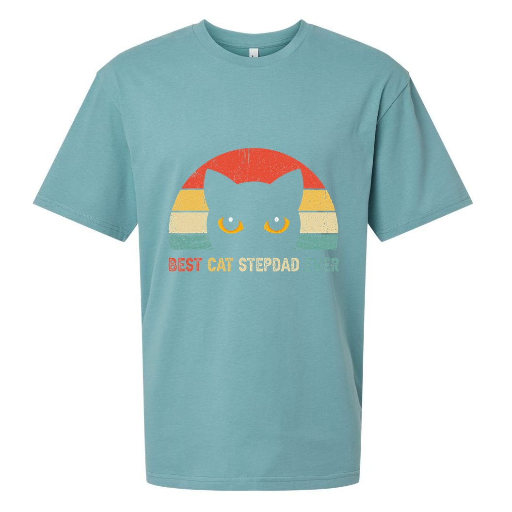Vintage Best Cat Stepdad Ever Cat Lovers Gift Sueded Cloud Jersey T-Shirt