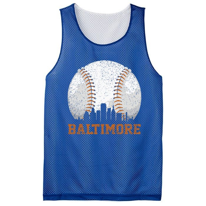 Vintage Baltimore Cityscape Baseball Lover Player And Fans Mesh Reversible Basketball Jersey Tank