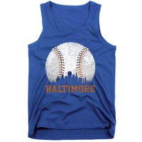 Vintage Baltimore Cityscape Baseball Lover Player And Fans Tank Top