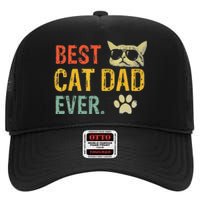 Vintage Best Cat Dad Ever  Cat Daddy Gift High Crown Mesh Back Trucker Hat