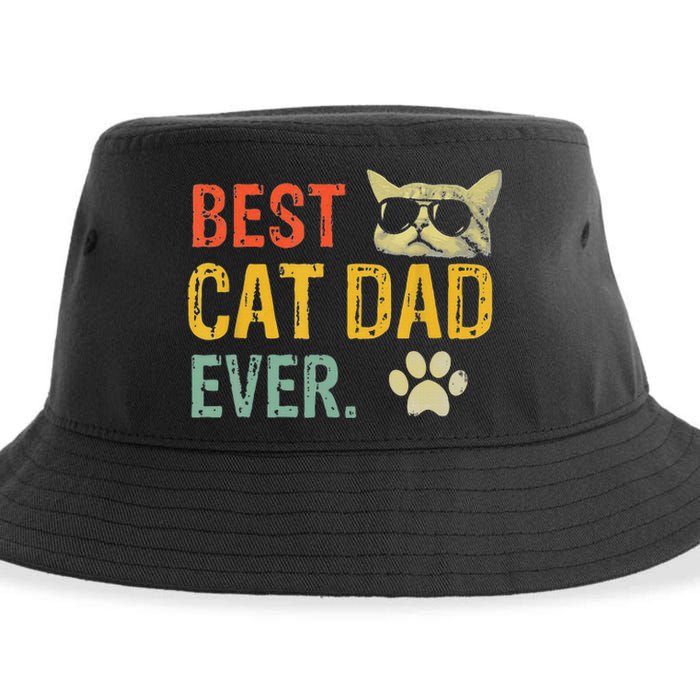 Vintage Best Cat Dad Ever  Cat Daddy Gift Sustainable Bucket Hat