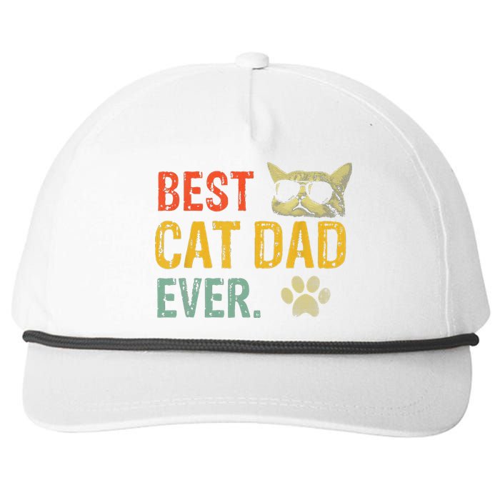 Vintage Best Cat Dad Ever  Cat Daddy Gift Snapback Five-Panel Rope Hat