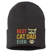 Vintage Best Cat Dad Ever  Cat Daddy Gift Sustainable Knit Beanie