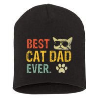 Vintage Best Cat Dad Ever  Cat Daddy Gift Short Acrylic Beanie