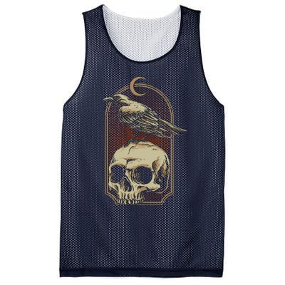 Vintage Black Crow With Skull Ans Moon Mesh Reversible Basketball Jersey Tank